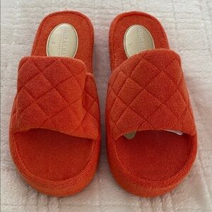 Shiraleah Orange Quilted Sandals